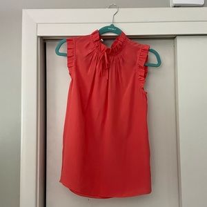 Tibi coral ruffle sleeveless top
